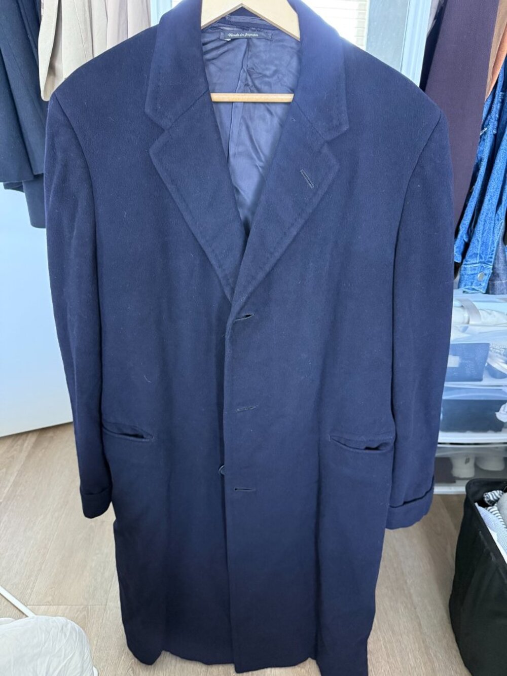 H.B.S. Navy Cashmere Overcoat